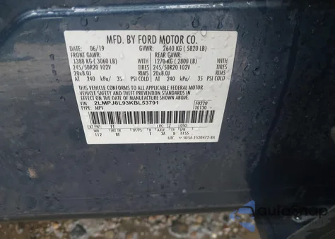 2019 Lincoln Nautilus Reserve z USA, uszkodzony, nr VIN 2LMPJ8L93KBL53791